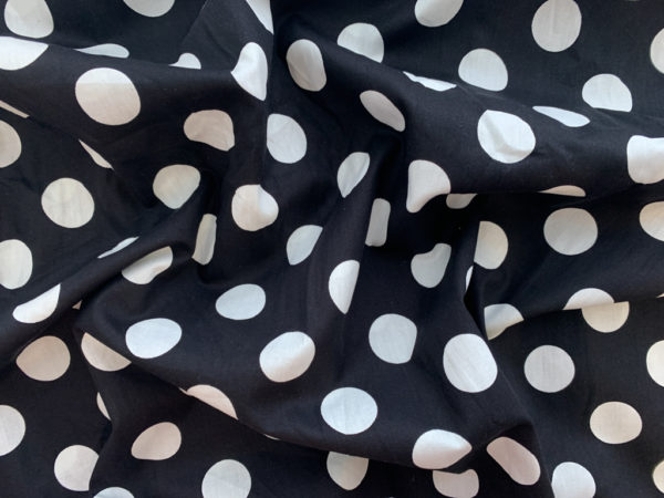 Cotton Poplin – Big Polka Dots - Black/White