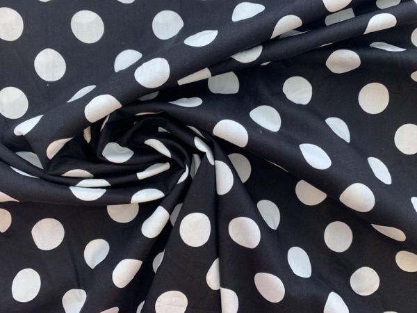 Cotton Poplin – Big Polka Dots - Black/White