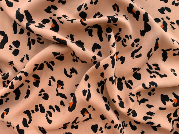 Viscose Poplin Print - Leopard Print - Blush/Black