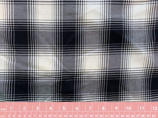 Designer Deadstock - Cotton Shirting - Black/White Plaid