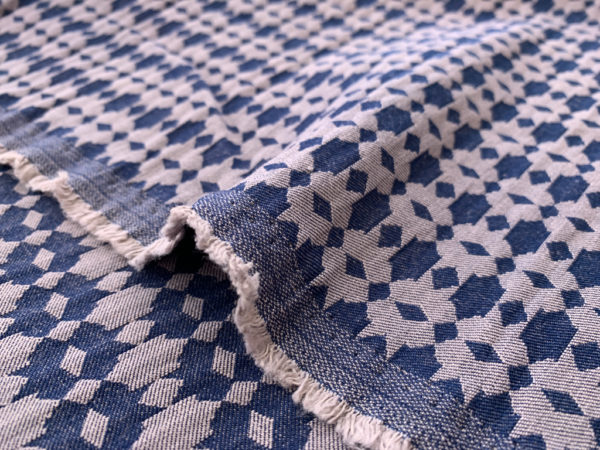 Designer Deadstock - Cotton Stretch Jacquard – Mosaic - Blue