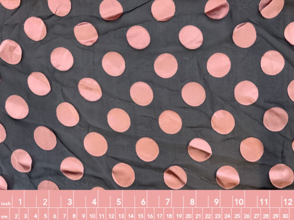 Designer Deadstock - Polyester Burnout - Black/Pink Polka Dots