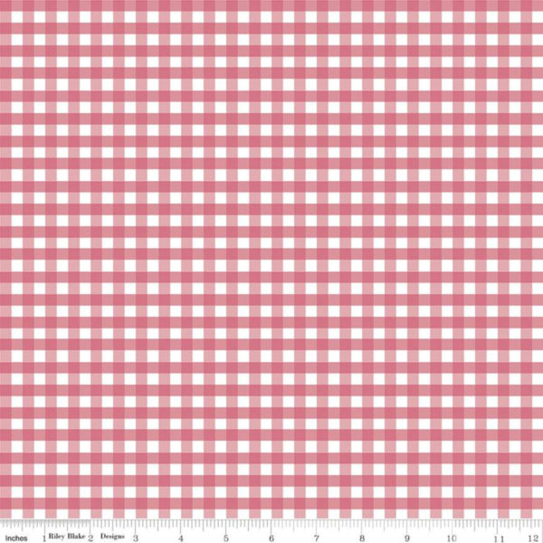 Cotton Flannel - 1/4" Gingham - Dark Pink