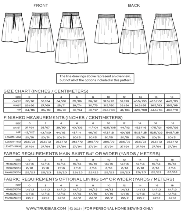 True Bias Mave Skirt Sizes 0-18