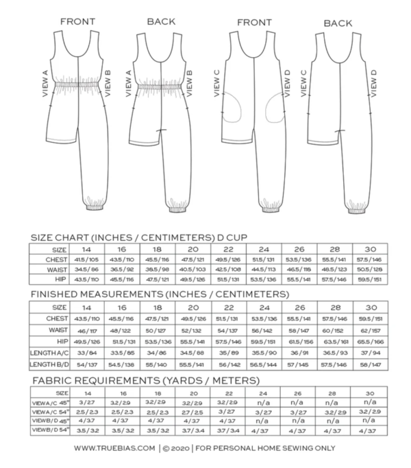 True Bias Nova Jumpsuit Sizes 14-30