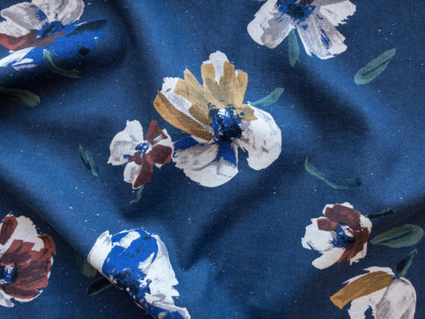 Hokkoh - Cotton/Linen - Brushstroke Blooms - Navy