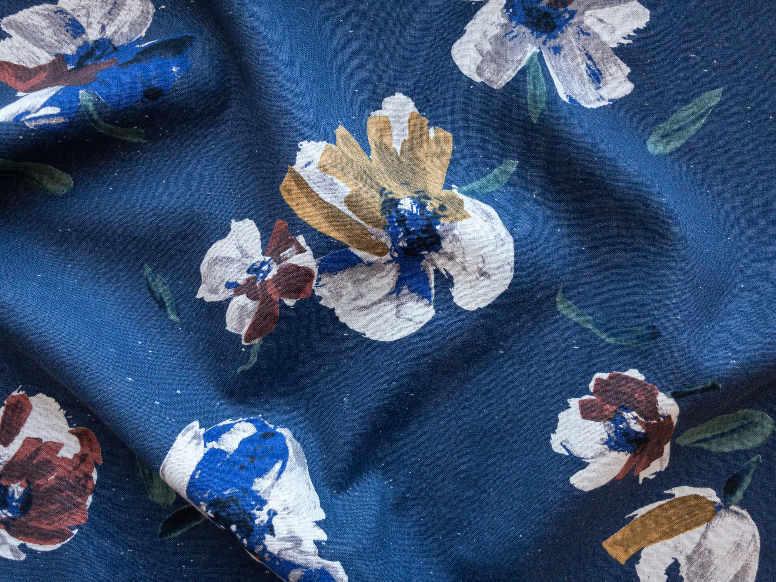 Hokkoh - Cotton/Linen - Brushstroke Blooms - Navy - Stonemountain ...