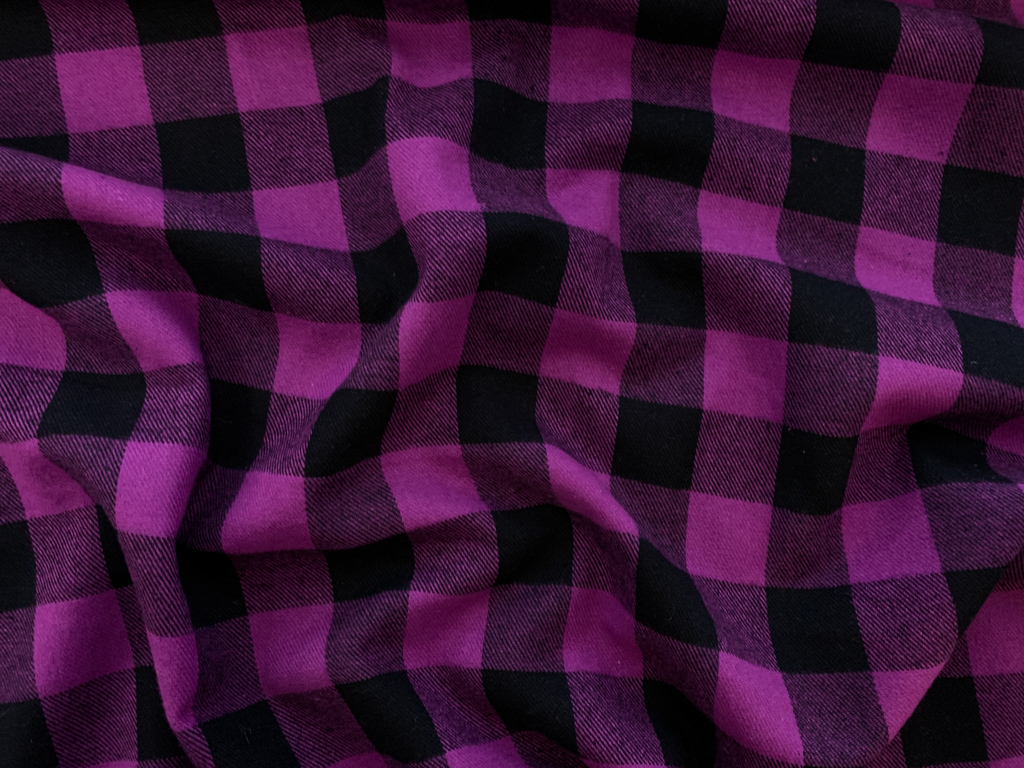 Tartan Plaid Uniform Apparel Flannel Fabric / Buffalo Black/Purple / Sold  By The Yard
