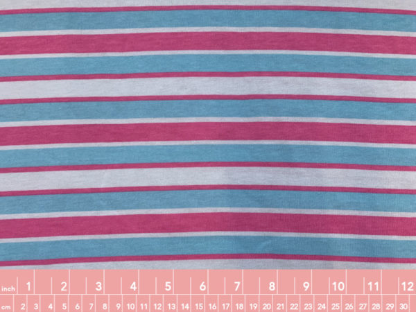 Designer Deadstock - Cotton Knit - Blue/Pink Stripe