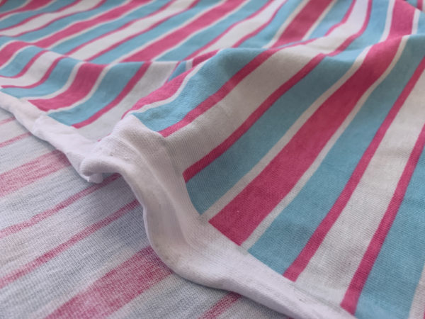 Designer Deadstock - Cotton Knit - Blue/Pink Stripe