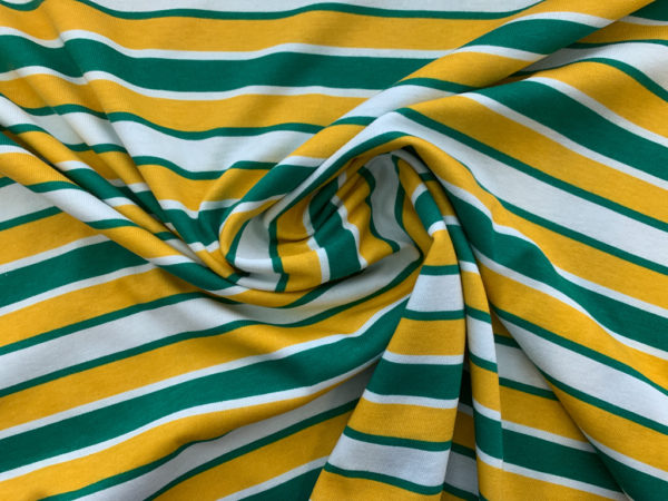 Designer Deadstock - Cotton Knit - Yellow/Green Stripe