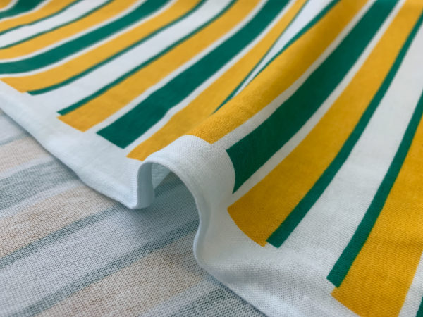 Designer Deadstock - Cotton Knit - Yellow/Green Stripe