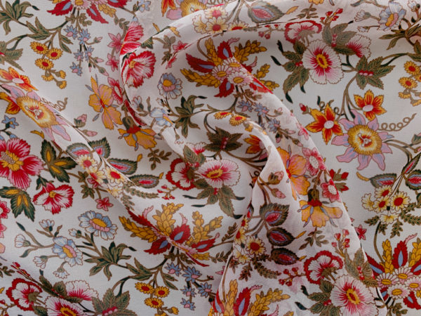 Designer Deadstock - Silk Chiffon - Edwardian Floral