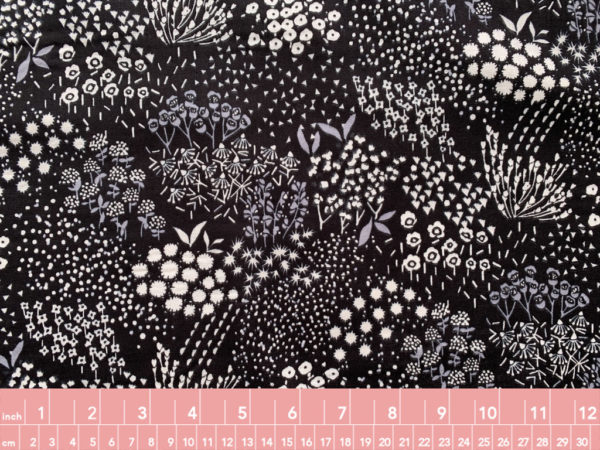 Japanese Cotton Double Gauze – Echino - Black & White Wildflowers