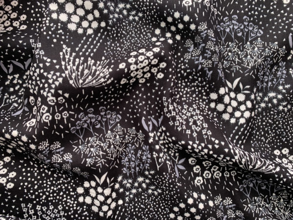 Japanese Cotton Double Gauze – Echino - Black & White Wildflowers