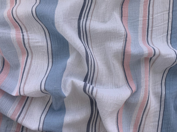 Designer Deadstock - Cotton Crinkle Gauze - Pastel Stripe