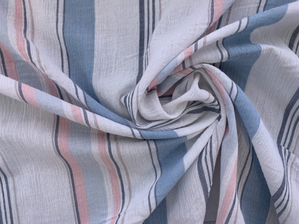 Designer Deadstock - Cotton Crinkle Gauze - Pastel Stripe