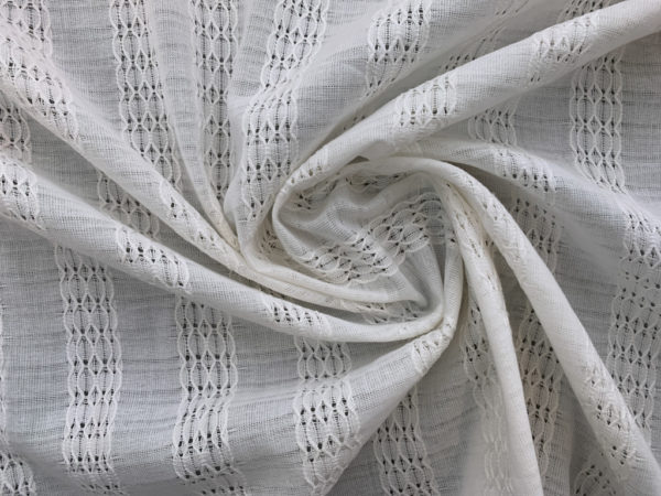 Designer Deadstock - Embroidered Cotton Gauze - Ivory