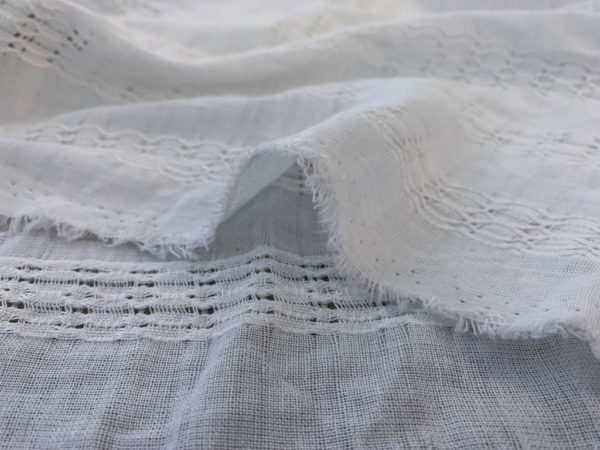 Designer Deadstock - Embroidered Cotton Gauze - Ivory