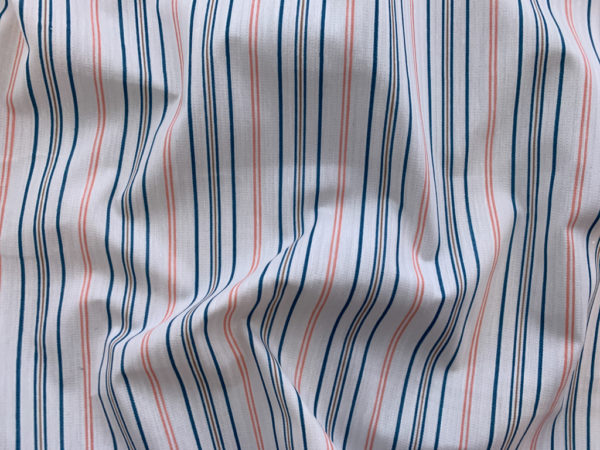 Designer Deadstock - Cotton/Nylon Shirting - Blue/Orange Stripe