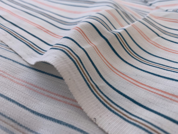 Designer Deadstock - Cotton/Nylon Shirting - Blue/Orange Stripe