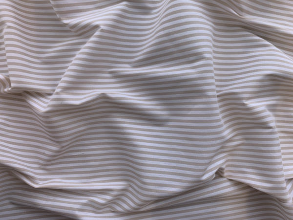 Designer Deadstock - Cotton/Nylon Shirting - Tan Stripe