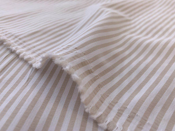 Designer Deadstock - Cotton/Nylon Shirting - Tan Stripe