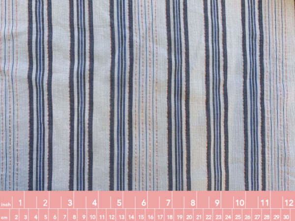 Designer Deadstock - Cotton Double Gauze - Blue/White/Bronze Stripe