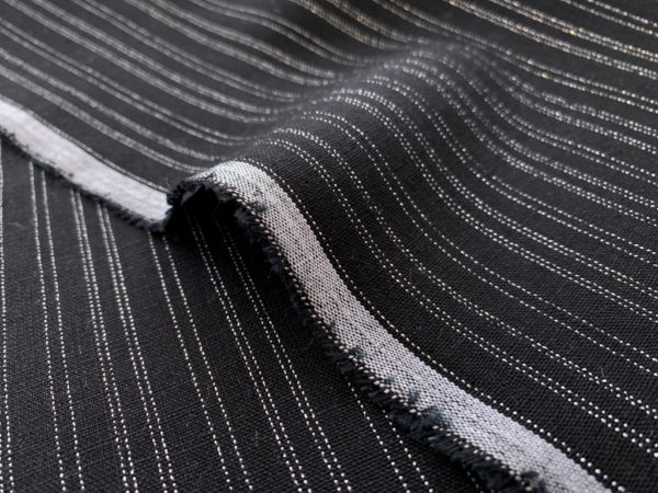 Yarn Dyed Linen/Lurex - Stitched Stripe - Black/Silver
