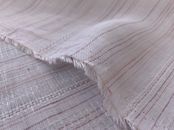 Yarn Dyed Linen - Stripe - White/Peach