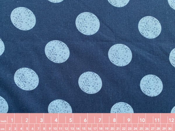 Designer Deadstock - Rayon/Linen - Big Dot - Navy/Cream