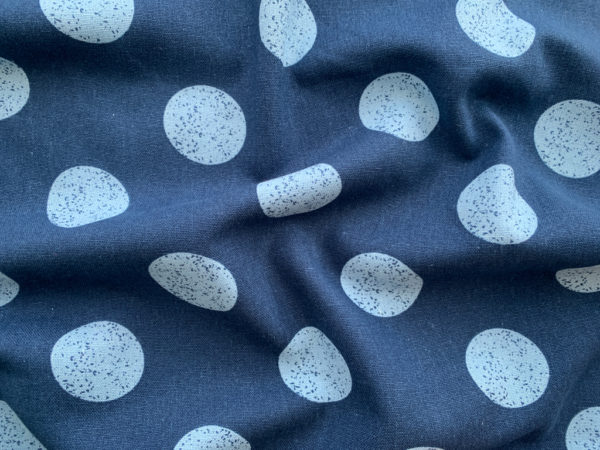 Designer Deadstock - Rayon/Linen - Big Dot - Navy/Cream