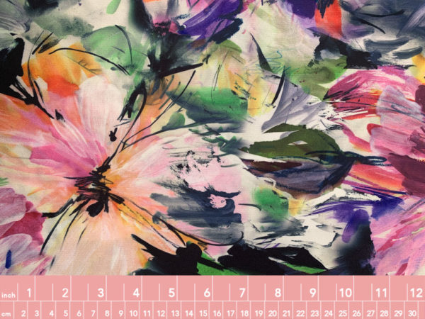 Designer Deadstock - Polyester Woven - Brush Strokes Floral
