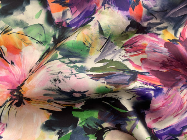 Designer Deadstock - Polyester Woven - Brush Strokes Floral