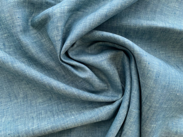 Birch Fabric - Organic Yarn Dyed Linen - Deep Water