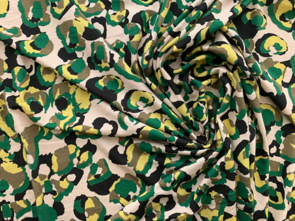 Designer Deadstock - Italian Rayon Knit - Abstract Animal - Green