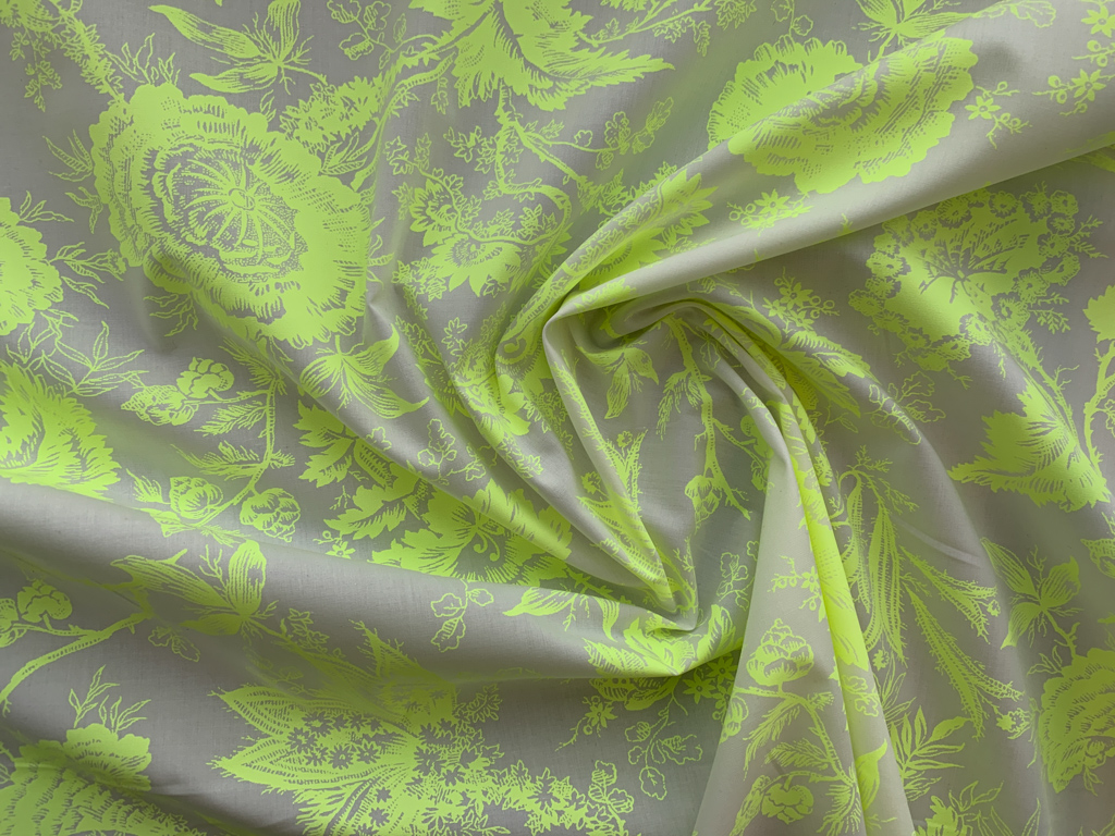 Designer Deadstock - Italian Cotton Poplin - Fluorescent Floral ...