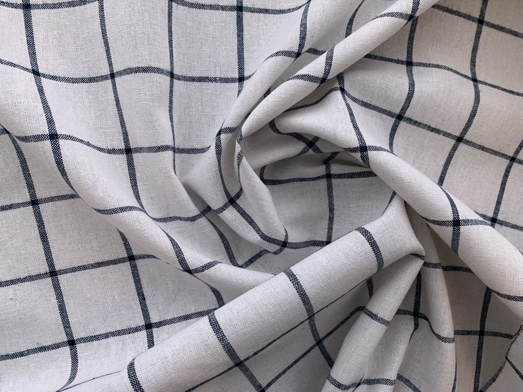 Designer Deadstock - Yarn Dyed Linen - Grid - White - Stonemountain ...