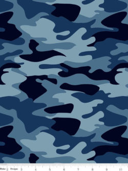 Quilting Cotton - Nobody Fights Alone - Camo - Blue