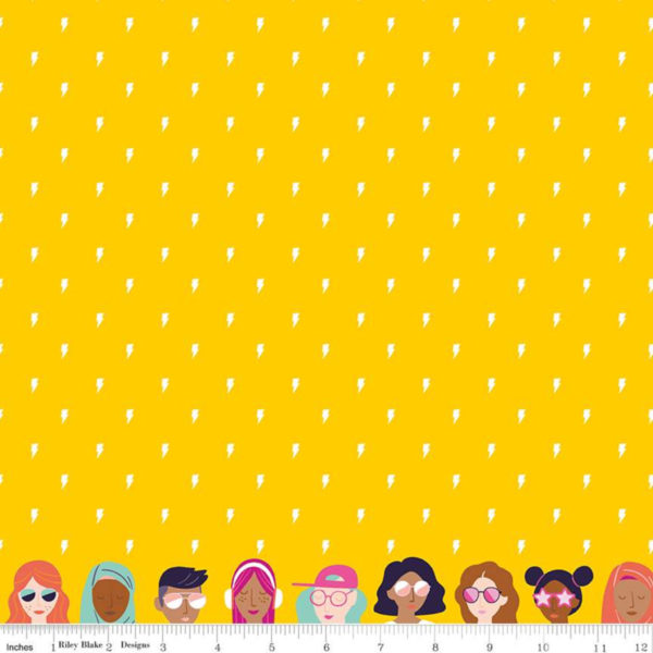 Quilting Cotton - Grl Pwr - Lightning - Yellow