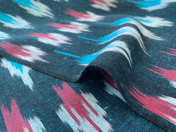 Handwoven Cotton Ikat - Ellipse - Blue/Red