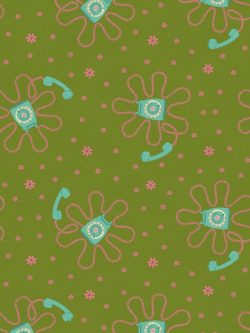 Quilting Cotton - 9 to 5 – Phone Cord Floral – Avocado