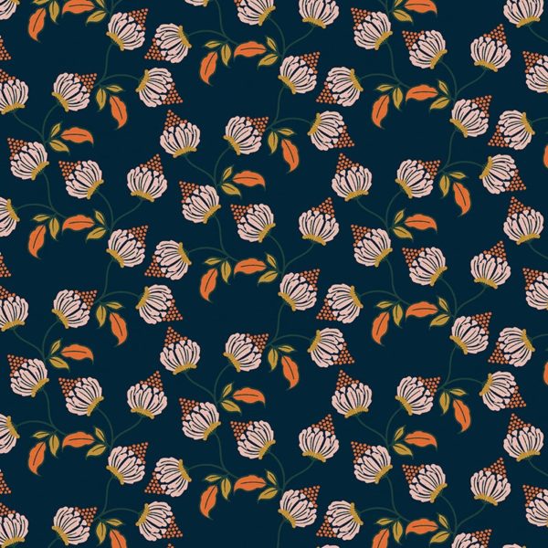 Quilting Cotton - Moroccan Sunrise – Desert Flora – Navy