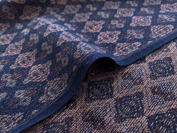 Metallic Indian Cotton Jacquard - Copper/Indigo