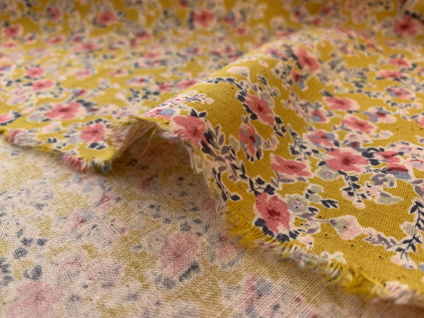 Japanese Cotton/Linen Sheeting - Tiny Floral - Purple