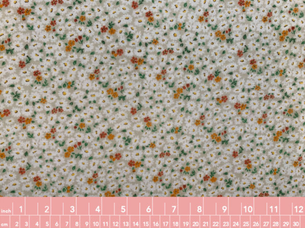 Japanese Linen/Cotton Double Gauze – Dainty Daisies - Orange