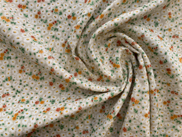 Japanese Linen/Cotton Double Gauze – Dainty Daisies - Orange