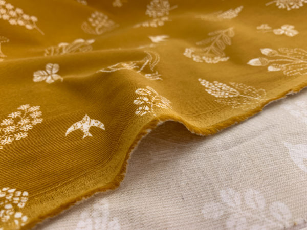 Japanese Cotton Corduroy - Autumn Floral - Gold