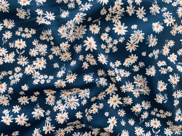 Japanese Cotton Sheeting - Geometric Flowers - Indigo