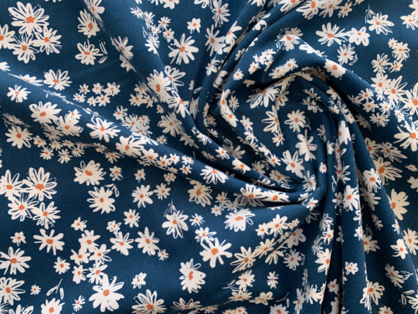 Japanese Cotton Sheeting - Geometric Flowers - Indigo